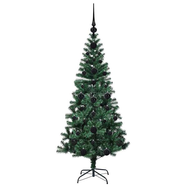 vidaXL Artificial Pre-lit Christmas Tree Green 120 cm PVC and Metal
