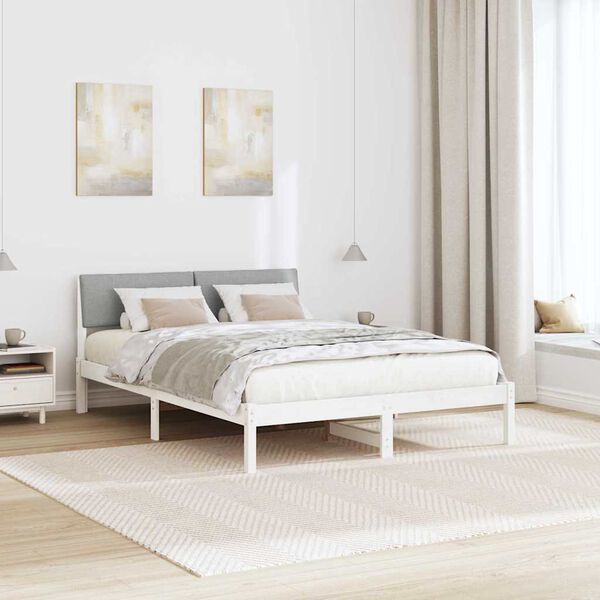 vidaXL Bed frame White and light grey 160 x 200 cm Solid pine wood
