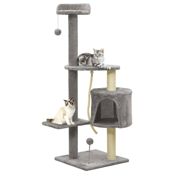 vidaXL Cat Tree with Sisal Scratching Posts Grey 120 cm
