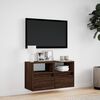 vidaXL TV Wall Cabinet with LED Lights Brown Oak 80x31x45 cm