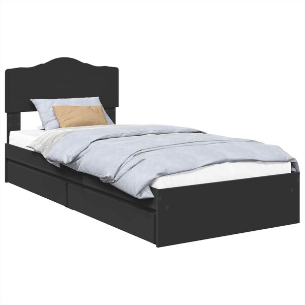 vidaXL Storage Bed with Headboard Black 100 x 200 cm Engineered Wood