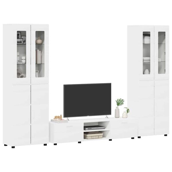 vidaXL TV Cabinet Set with Drawer with Shelf White Engineered Wood