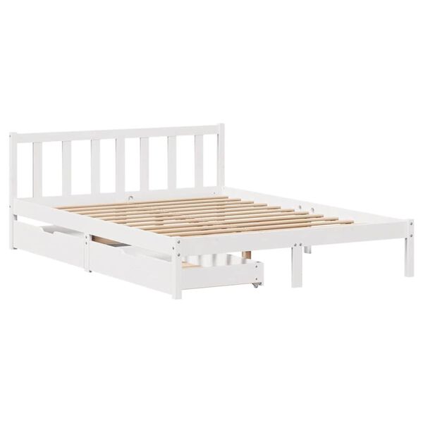 vidaXL Bed Frame without Mattress White 120x190 cm Small Double Solid Wood Pine