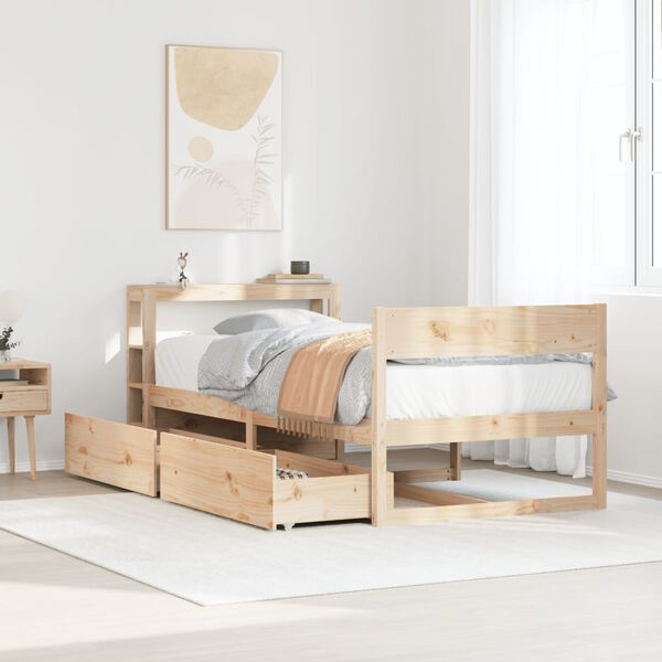 vidaXL Bed Frame without Mattress 75x190 cm Small Single Solid Wood Pine