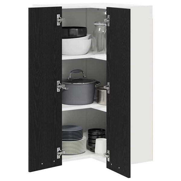 vidaXL Hanging Cabinet with Door Black Oak and White 57 x 57 x 100 cm