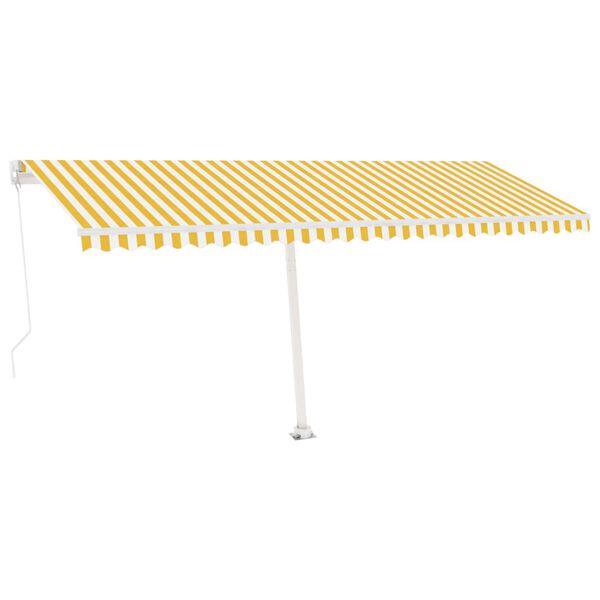 vidaXL Freestanding Manual Retractable Awning 500x300 cm Yellow/White