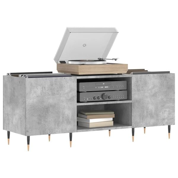vidaXL Record Cabinet Concrete Grey 121x38x48 cm Engineered Wood