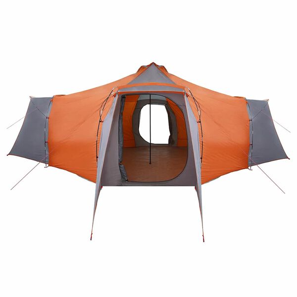vidaXL Tipi Tent with Roof Grey and Orange 492 x 492 x 275 cm Fabric