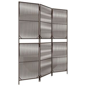 vidaXL Room Divider 3 Panels Brown Poly Rattan