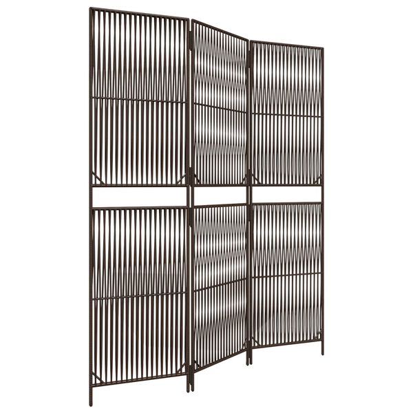vidaXL Room Divider 3 Panels Brown Poly Rattan