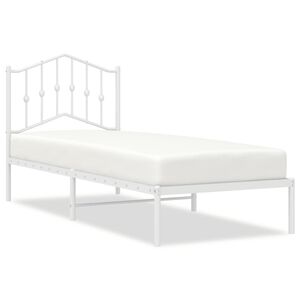 vidaXL Metal Bed Frame without Mattress with Headboard White 75x190cm