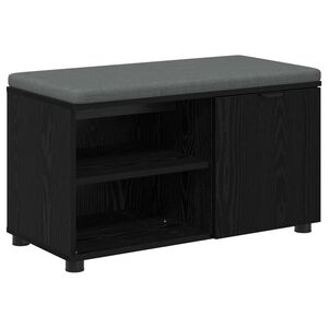 vidaXL Hall Bench Black Oak 80 x 38 x 46 cm Engineered Wood and Fabric