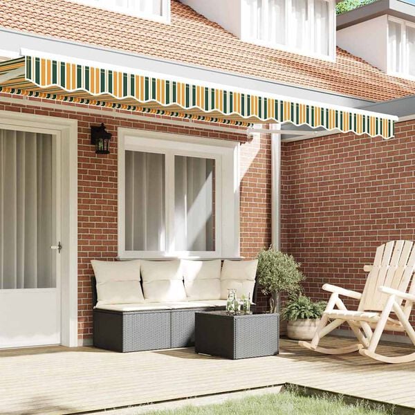 vidaXL Awning Valance Green and yellow 380 x 20 cm Canvas