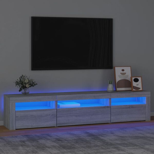vidaXL TV Cabinet with LED Lights Grey Sonoma 195x35x40 cm