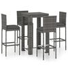 vidaXL 5 Piece Garden Bar Set with Cushions Poly Rattan Grey