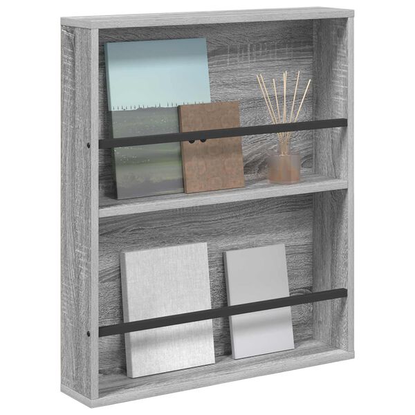 vidaXL Magazine Rack Grey Sonoma 60 x 12 x 70 cm Engineered Wood