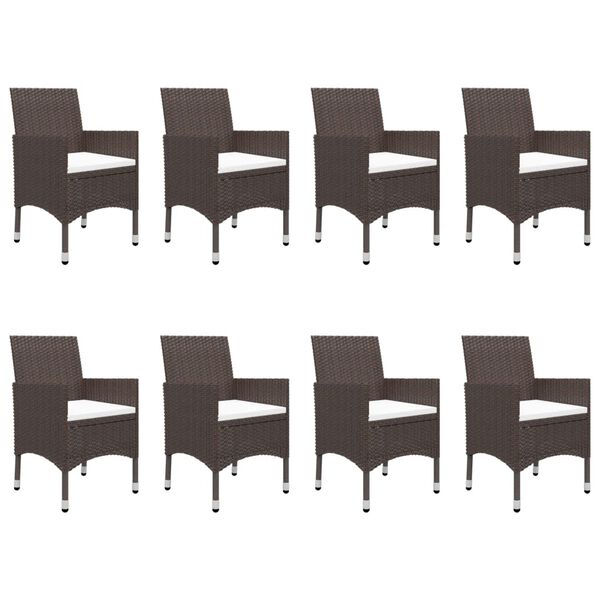 vidaXL 9 Piece Garden Dining Set with Cushions Brown