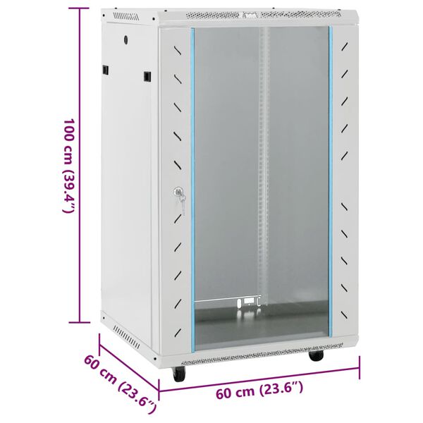 vidaXL 18U Network Cabinet with Swivel Feet 19" IP20 60x60x100 cm