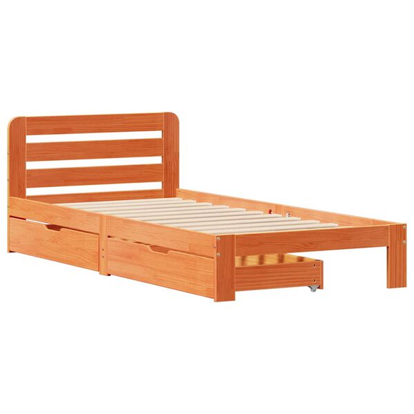 vidaXL Bed Frame without Mattress Wax Brown 90x190 cm Single Solid Wood Pine
