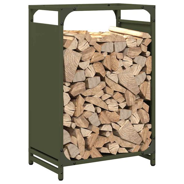 vidaXL Firewood Rack Olive Green 44x28x65 cm Cold-rolled steel