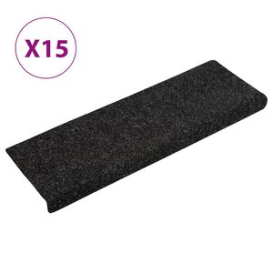 vidaXL Stair Mats Self-adhesive 15 pcs 65x21x4 cm Black Rectangular Edge