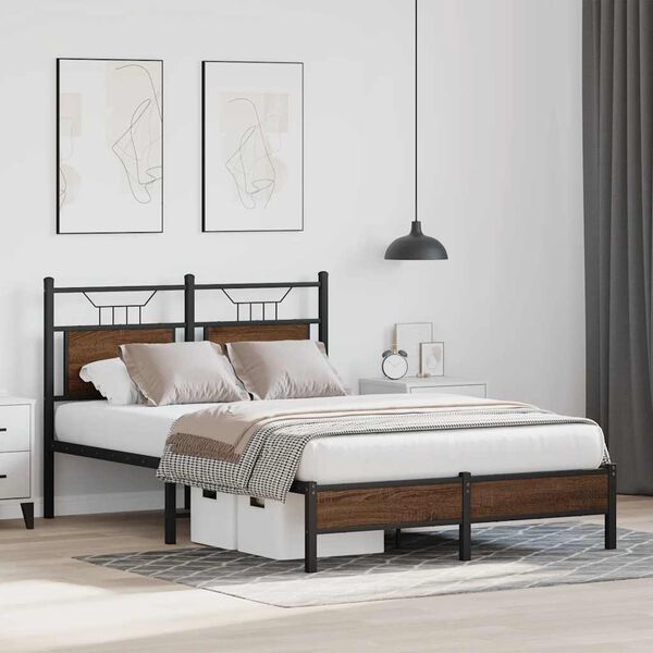 vidaXL Bed Frame without Mattress Brown Oak 120x200 cm Engineered Wood