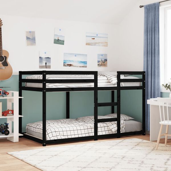 vidaXL Bunk Bed without Mattress Black 90x190 cm Single Solid Wood Pine