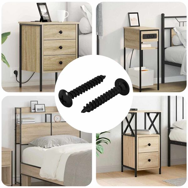 vidaXL Self Tapping Nail 2 pcs Black 4 x 25 mm Steel