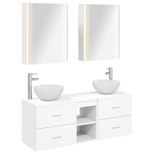 vidaXL Bathroom Furniture Set 5 pcs White Engineered Wood and Glass