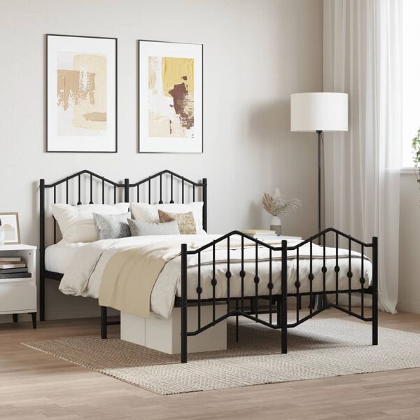 vidaXL Metal Bed Frame without Mattress with Footboard&nbsp;Black 120x200cm