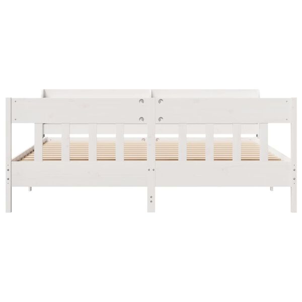 vidaXL Bed Frame without Mattress White 180x200 cm Super King Solid Wood Pine