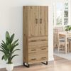 vidaXL Highboard 2 pcs Artisan Oak Engineered Wood and Glass