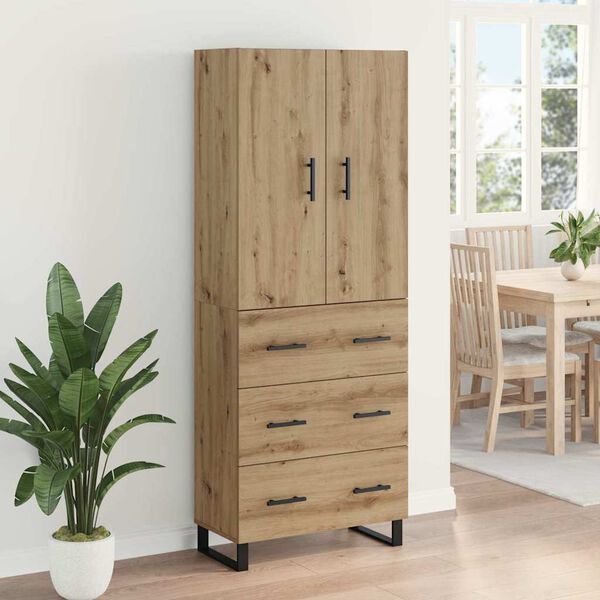 vidaXL Highboard 2 pcs Artisan Oak Engineered Wood and Glass