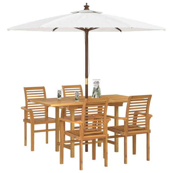 vidaXL Garden Dining Set 5 pcs Brown Solid Teak Wood