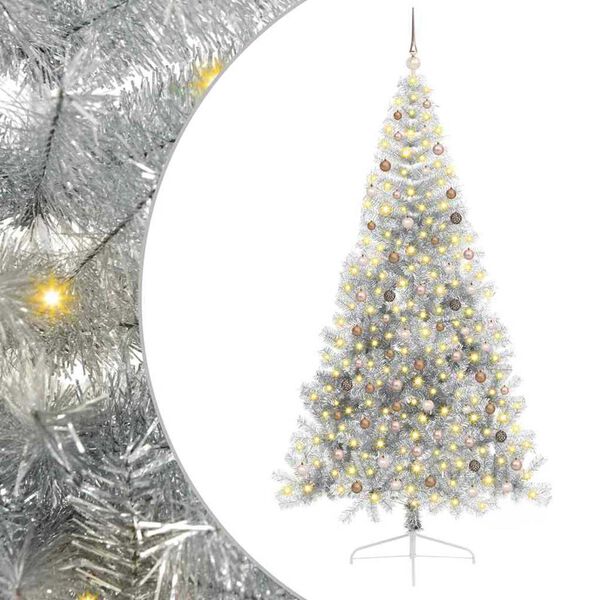 vidaXL Artificial Pre-lit Christmas Tree Silver 240 cm PET