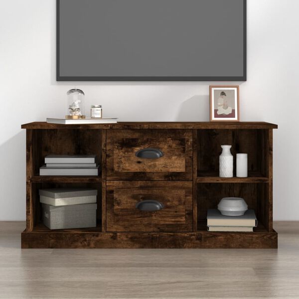vidaXL TV Cabinet Smoked Oak 99.5x35.5x48 cm Engineered Wood