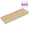 vidaXL Stair Mat | Set of 15 | Light brown | 91% Polypropylene, 9% Polyester