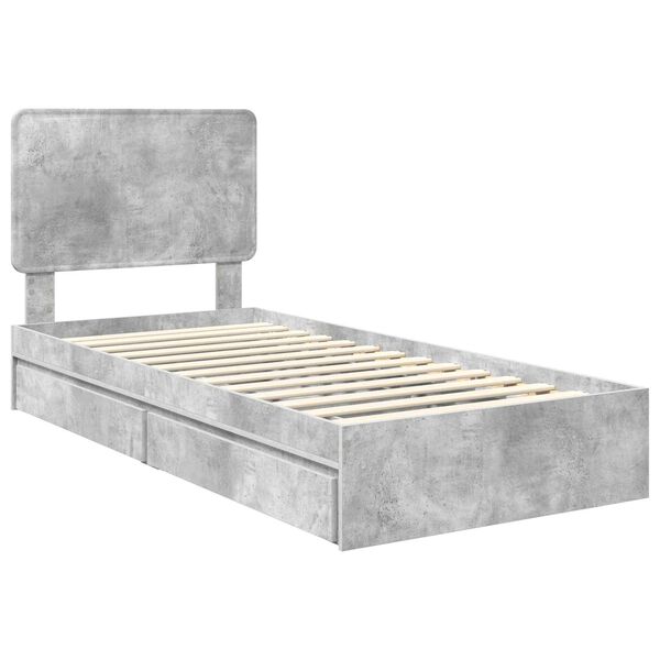 vidaXL Storage Bed Concrete Grey 75 x 190 cm Engineered Wood