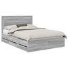 vidaXL Bed Frame with Drawer Grey Sonoma 160 x 200 cm Engineer Wood