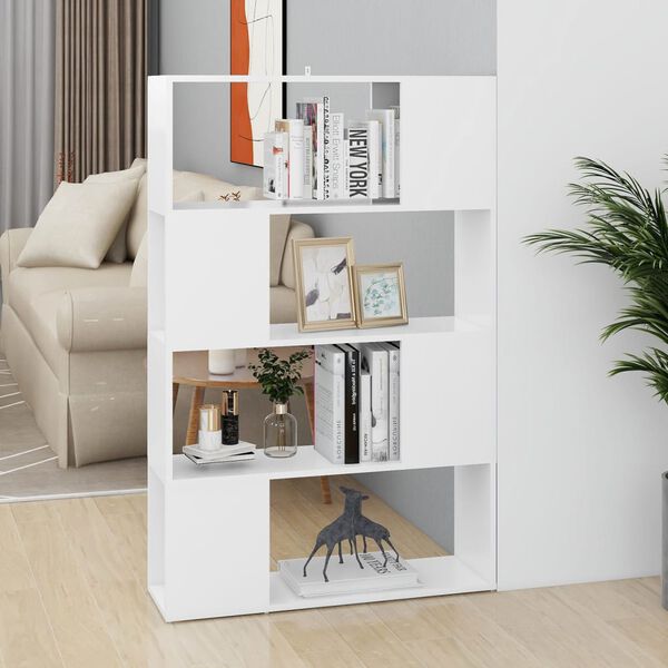 vidaXL Book Cabinet Room Divider White 80x24x124.5 cm Engineered Wood