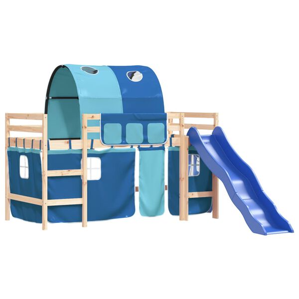 vidaXL Kids' Loft Bed with Tunnel without Mattress Blue 80x200 cm