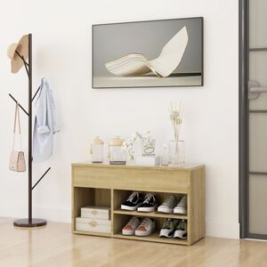 vidaXL Shoe Bench Sonoma Oak 80x30x45 cm Engineered Wood