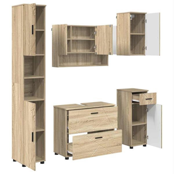 vidaXL Bathroom Furniture Set 5 pcs Sonoma oak 30 x 35 x 192 cm