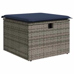 vidaXL Garden Stool Grey 55 x 55 x 37cm Poly Rattan