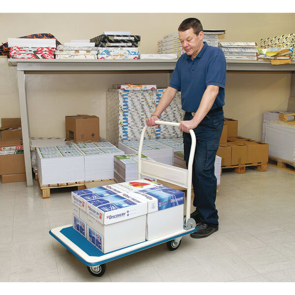 Draper Tools Platform Trolley with Folding Handle Blue and White 90x60x85 cm
