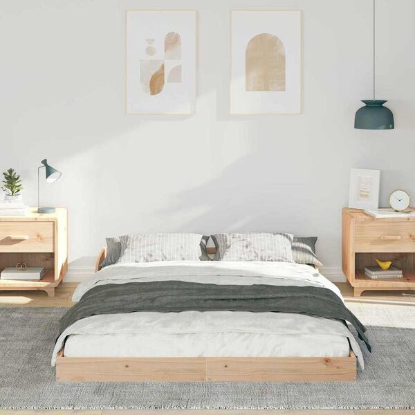 vidaXL Bed Frame Brown 140 x 190 cm Solid Pine Wood