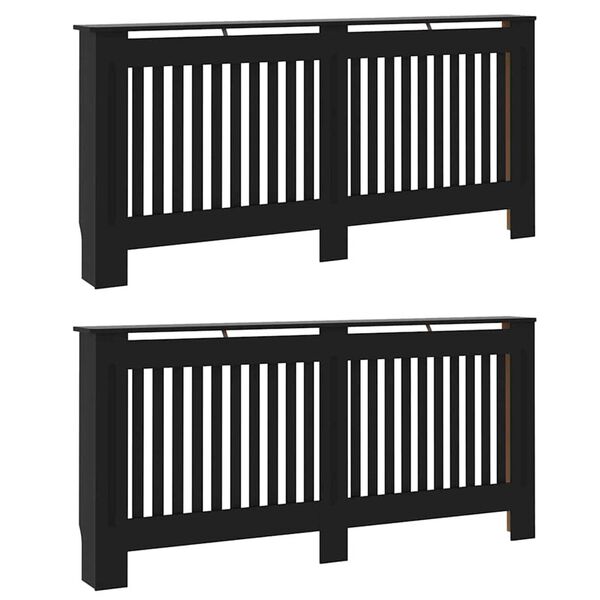 vidaXL Radiator Cover 2 pcs Black 172 x 19 x 81.5cm Engineered Wood