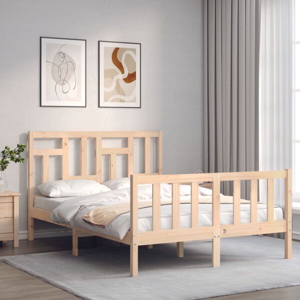 vidaXL Bed Frame without Mattress Small Double Solid Wood Pine