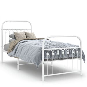 vidaXL Metal Bed Frame without Mattress with Footboard White 75x190cm