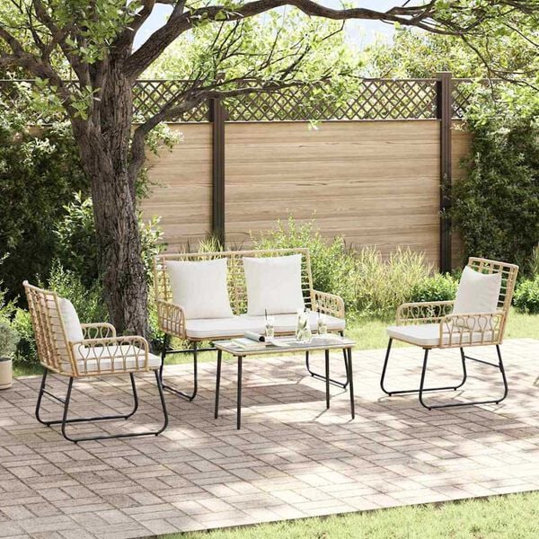 vidaXL Garden Furniture Set 4 pcs Black and Anthracite Poly Rattan
